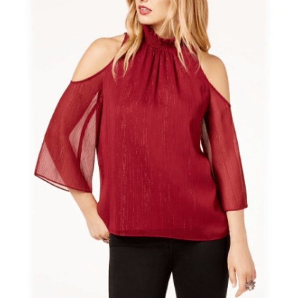 NWT Zoe Sz. XS Rachel Zoe Red Mock Neck Cold Shoulder Top New with tags